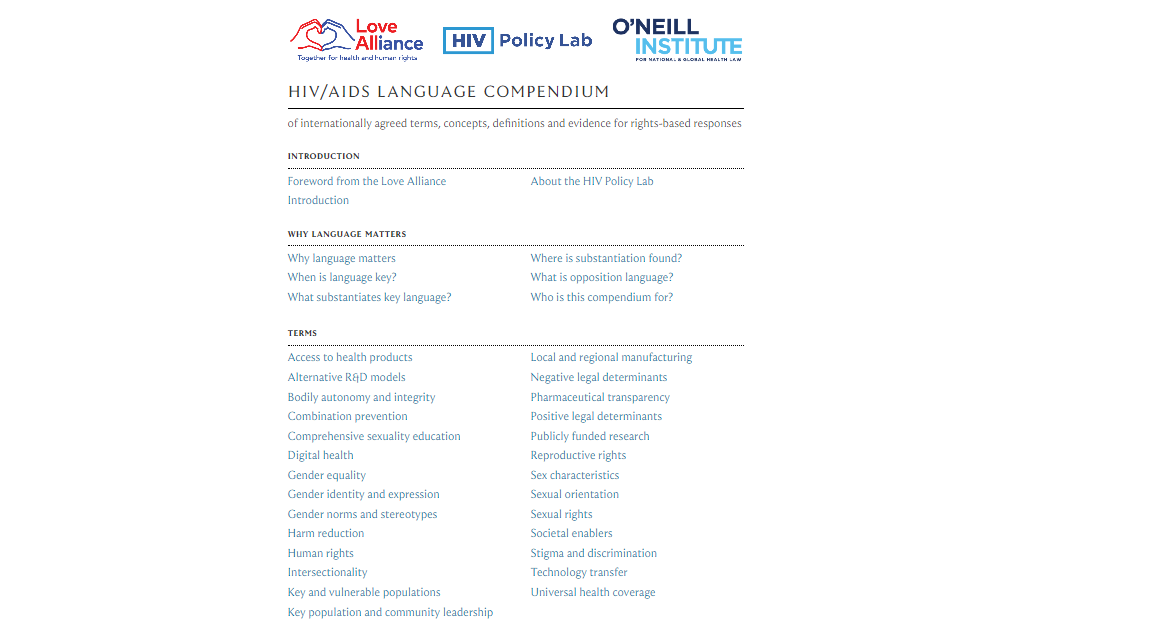 Activities and Updates: HIV Language Compendium